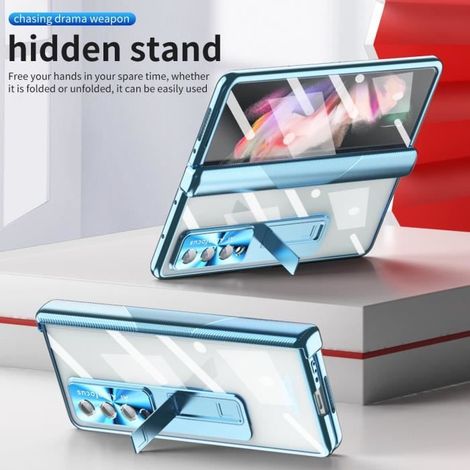 Coque Samsung Galaxy Z Fold 4 Antichoc avec Intégré Support, Full Protection avec Protection d\'écran et Fente pour Stylet S bleu (1/4)