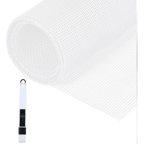 Mosquitera para ventana, 150x300cm Mosquitera por metro en fibra de vidrio ajustable con cepillo de limpieza, mosquitera para ventana, puerta de balcón y salón, Blanco (1/5)