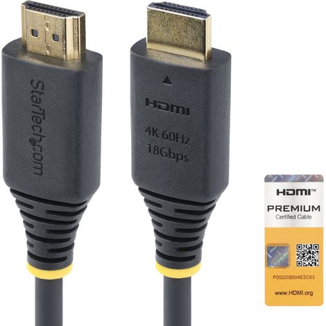 Cable HDMI Premium Certificado de Alta Velocidad de 50cm - 4K 60Hz - 144Hz - UHD - HDR10/HDCP 2.2/ARC - 18Gbps - Cable HDMI 2.0 para Monitor o TV - Re