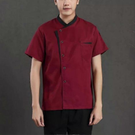 Tenue de travail de chef - Uniforme composé pour la restauration, rouge bordeaux, taille L (1/5)