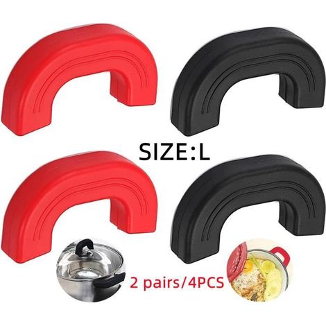 Poignée de casserole amovible anti-brûlure,Poignée de Pot Isolée Antidérapant,Support de Poignée en Silicone d'Assistance,pour Poêle (1/4)