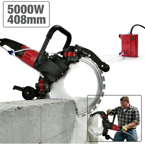 Découpeuse à béton électrique 5000 W 2200 tr/min - Ø408mm Lame diamant, Scie à Béton électrique avec Pompe à Eau, Profondeur de Coupe 300mm, Câble 3m – Coupe Béton, Granit, Pierre, Brique (1/5)
