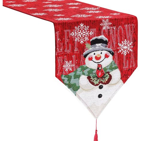 Chemise De Table De Noël - Chemise De Table Avec Motif Bonhomme De Neige - 33 x 180 cm - Pour Table À Manger Et Table Basse - 1 Pièce (1/5)