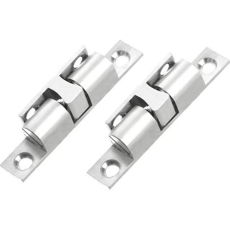 Loqueteau à Billes Cuivre Rouleau Loqueteau Fermeture Loqueteau à Double Bille avec vis pour Fermeture de Placard et Meuble - argent (2 Pièces,70mm) (1/5)