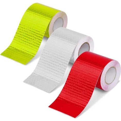 DEBUNS Reflektierendes Klebeband, 3 Stück, 3 Farben, 5 cm (3 m) hochreflektierender Streifen, Sicherheitswarnbandrolle für Anhänger, Auto, für den Innen- und Außenbereich (1/5)