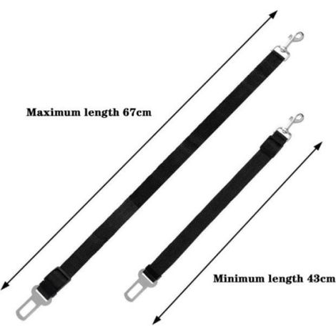 Ceinture pour Chien Voiture, 2Pcs Ceinture Sécurité Chien, Universel Harnais Ceinture De Sécurité Réglable, Chiens et Chats, Noir (1/4)