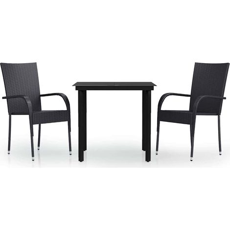 Maison Exclusive - Set Mobili da Pranzo per Giardino 3 pz Nero (1/5)