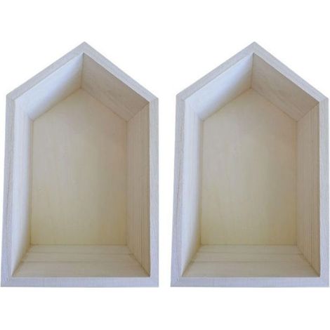 2 étagères en bois maison 22,5 x 14 x 10 cm (1/3)