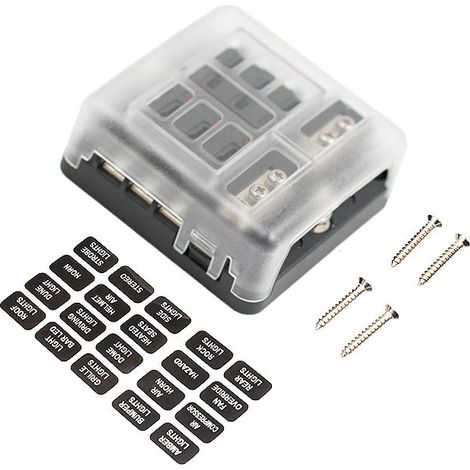 Porte-boîte à fusibles à lame 1 pièce 6 voies DC 12V-24V, bloc porte-fusible avec couvercle de protection et indicateur LED pour automobile, voiture, bateau, marine et trike (1/5)