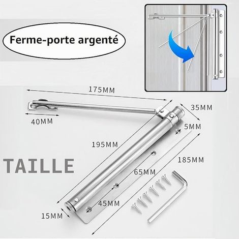 Kiuiom Spring Door Closer,Automatic Closing Device,Door Closers,Automatic Buffered Door Closer With Screw,Door Closing Mechanism (Silver) (1/3)