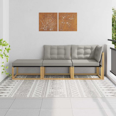 Conjunto de sofás de exterior con cojín y Gris Claro (1/5)