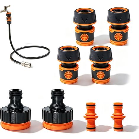 Lot De 8 Raccords Tuyau D'Arrosage 19 Mm, Compatible Avec Le Système, Robuste Et Sans Fuite, Pour Arrosage De Jardin, Lavage De Voiture Et Usage Domestique (1/5)