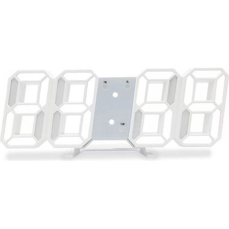 LED-Digitaluhr – Minimalistisch – Großes Display – Weißes Gehäuse mit blauer Hintergrundbeleuchtung (1/5)