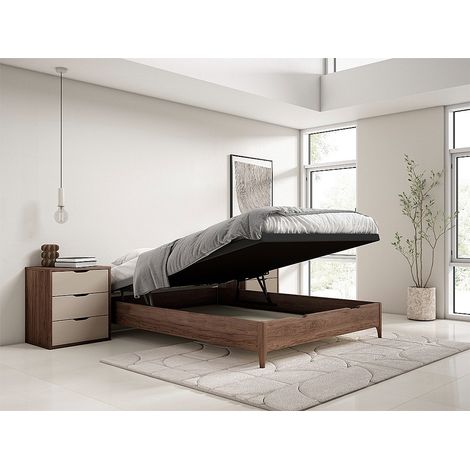 Sommier coffre 160 x 200 cm - Naturel foncé - VEONA de YSMÉE