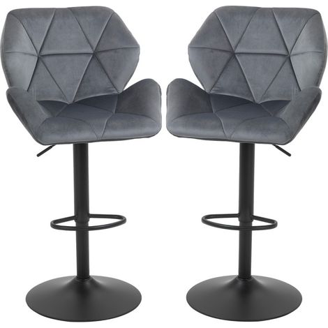 Set de 2 taburetes de bar acolchados en poliéster gris, regulables y giratorios 360° MODENUIT (1/5)
