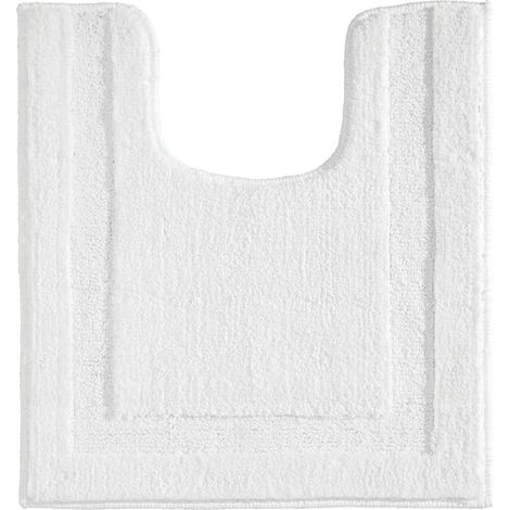 1 Tapis contour WC, Polyester microfibre, Blanc, Antidérapant, Lavable en machine, Pour salle de bain