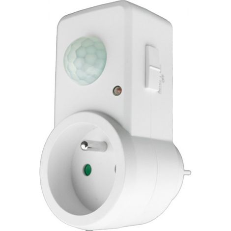 Détecteur PIR prise 9 m 300 W blanc Ecolight EC20343