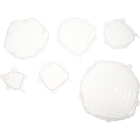 Set de 6 couvercles extensibles en silicone, couvercles hermétiques et flexibles de pour bols de cuisine et de réfrigérateur (1/5)