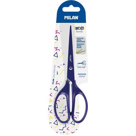 Blister de ciseaux de bureau Bleu Acide 17cm Milan