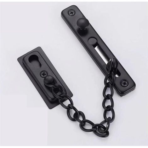 Chaîne de Sécurité Anti-Vol à Ressort pour Porte , Limiteur Étroit en Acier Inoxydable, Fourni avec Vis pour Porte Interne, Noir (1/2)