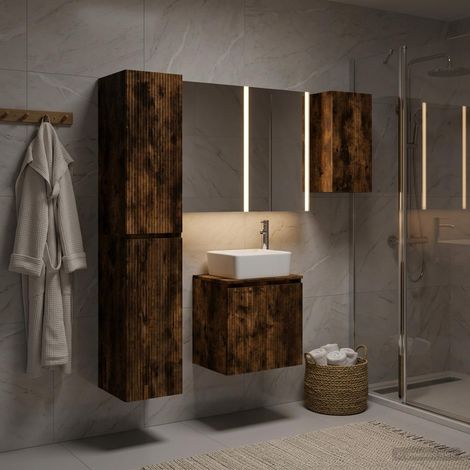 vidaXL Juego de Muebles de Baño 5 uds. Roble Ahumado (1/5)