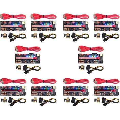 10X VER018 PRO PCI-E Carte de Montage Cable USB 3.0 018 PCI Express 1X à 16X Adaptateur PCIe Extenseur pour BTC MinièRe (Rouge)