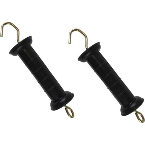 Lot de 2 poignées de sécurité à ressort pour clôtures électriques - Fournitures de jardin Stable (Noir) (1/4)