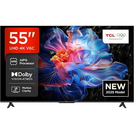 TCL 55V6C Smart TV 55 pouces 4K Ultra HD, compatible HDR10+, dalle HVA rigide, Dolby Vision (1/5)