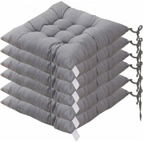 Lot de 6 coussins chaise carrés 40x40 cm – Gris – Pour intérieur et extérieur – Confort (1/5)