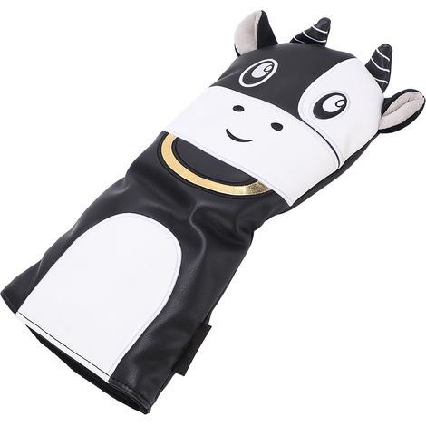 Housse de tête de club de golf, driver, motif dessin animé, en PU imperméable avec intérieur en peluche, pour l'entraînement et la compétition, noir (1/5)