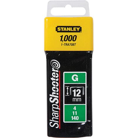 Stanley 1-TRA708T 1000 x Heavy Duty Staples 12mm 1/2"" TRA708 Sharpshooter Type G