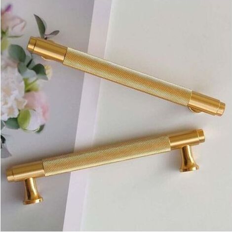Lot de 2 Poignées de Placard Modernes Dorées Espacement des Trous de 128 mm Poignées de Porte de Cuisine Poignées Vintage Pour Armoires de Cuisine, Commode, Armoire (Doré Brossé) (1/4)