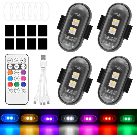 6er-Pack Blitzlichter für Drohnen, 8 Farben, wasserdichte LED-Blitzlichter für Autos und Drohnen, kabellos(Schwarz-4) (1/5)