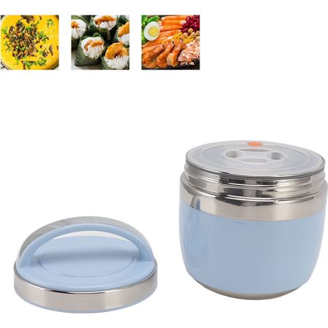 Isolierte Lunchbox mit großem Fassungsvermögen aus Edelstahl 304 für Schüler, Erwachsene und Büroangestellte luftdichter Vakuumbehälter blau. (1/5)