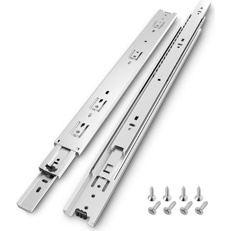Ahlsen Guía para cajones plateada, capacidad de carga hasta 45 kg, galvanizada, con rodamiento de bolas de 350 mm (2 piezas) (1/5)