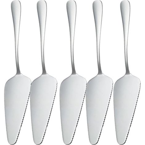 Cake Server - Stainless Steel Pie Server - 22.5 cm - Triangular Head - Serrated Edge - For Cake Pie Pizza Pastry - 5 Pieces (1/5)