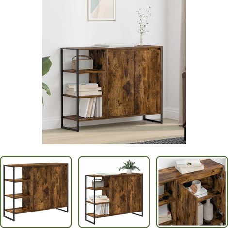 vidaXL Armario auxiliar Roble Ahumado 96.5 x 30 x 75 cm (1/5)