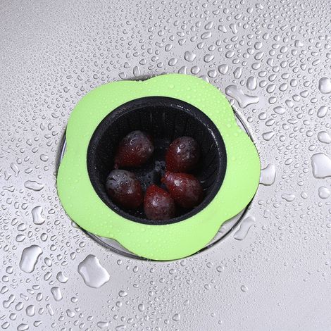 Crépine d'évier en plastique en forme de fleur, bouchon de vidange, accessoires de cuisine et de salle de bain (vert) (1/5)