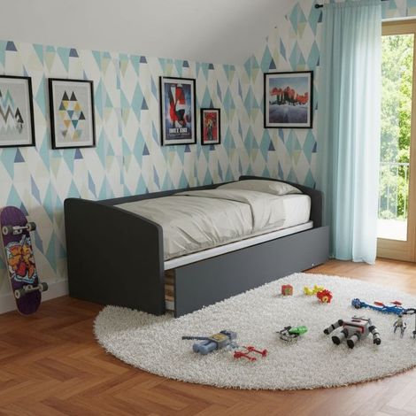 Divano letto singolo con secondo letto estraibile – Design funzionale - Basalto