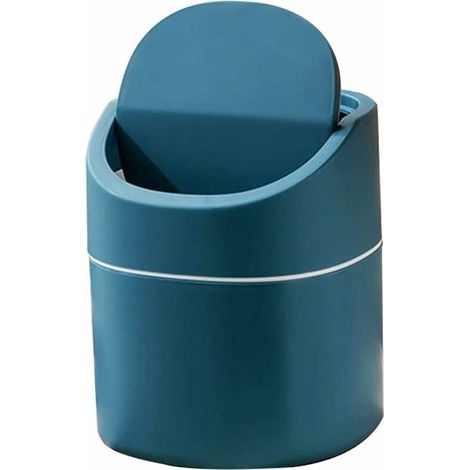 Petite Poubelle De Table, Mini Poubelle De Bureau Cuisine, Pour La Vanité De Salle De Bain, Le Bureau, - Jetez Les Ronds De Coton, Les éPonges De Maquillage, 2 Litres (Bleu) (1/5)