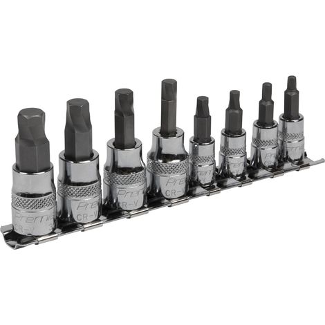 Sealey Premier Imperial Lock-On&trade Hex Socket Bit Set 1/4"" & 3/8""Sq Drive 8pc AK65602
