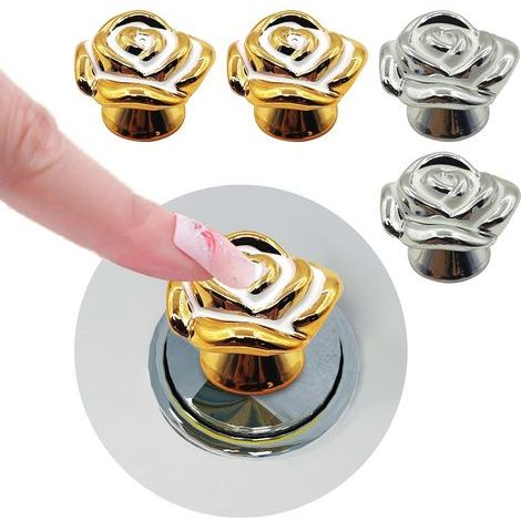 CCYKXA  Set of 4 rose-shaped toilet tank knobs - Toilet flush aid for women - Long adhesive handle for drawer knobs (multicoloured)