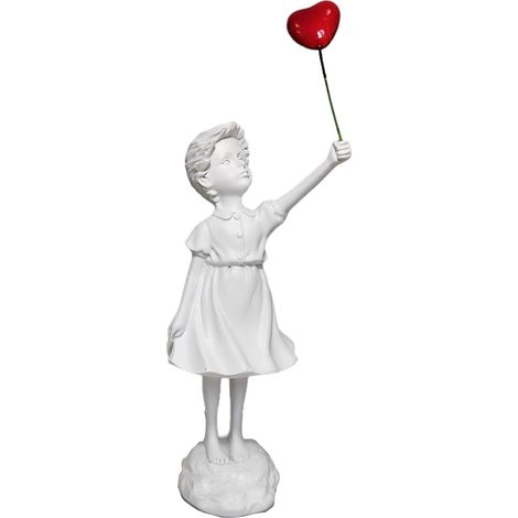 Sculpture Figurine Banksy en Ballon Blanc, Décoration Salon, Intérieur, Bureau, Bibliothèque, Étagère, Objet Décoratif Maison