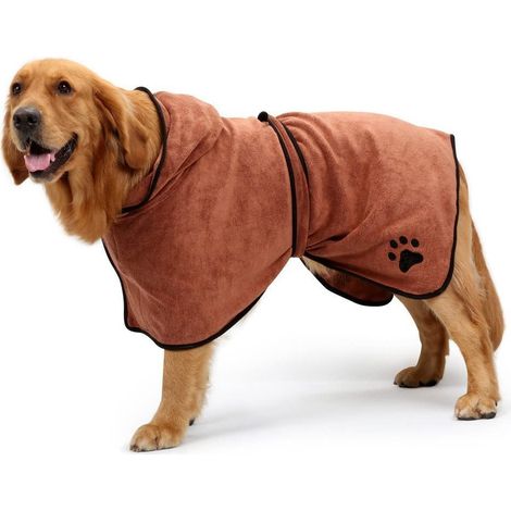 1 Bata de baño para perros, microfibra, capucha, cinturón, secado rápido, aseo de viaje (1/5)