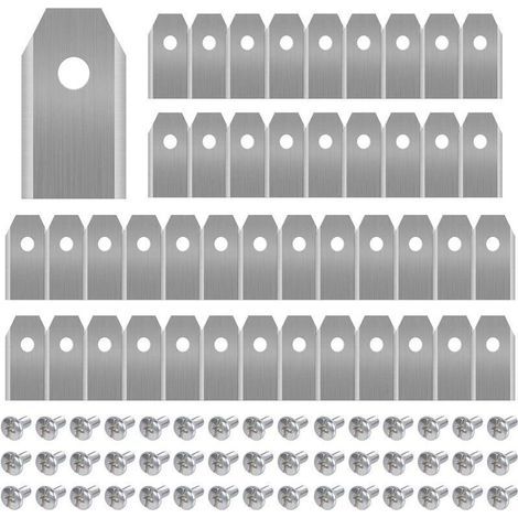 45 x Lames de Rechange en Titane, Lames de Tondeuse à Gazon pour Toutes Les Tondeuses Robotiques Husqvarna Automower, Gardena, Yardforce, Robuste (3g / 0.75mm) avec Vis, Lames de Rechange en Titane (1/5)