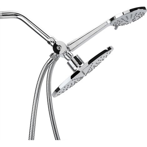 Douche à main et pluie 3 voies haute pression, chrome, multi-jet, double pommeau de douche, kit complet (1/5)