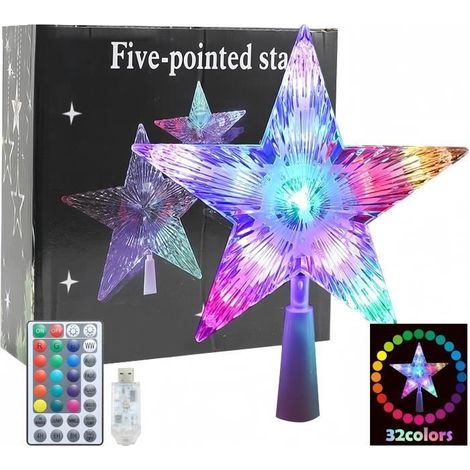 Etoile Sapin de Noel - 8.66" - 20 modes changeant de couleur-alimentée par USB avec télécommande polyvalente (1/4)