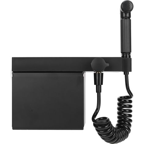 Lanceur douche toilette G1/2 fileté, ensemble de pulvérisateur manuel avec boîte à mouchoirs en acier inoxydable noir, accessoires de salle de bain (1/5)