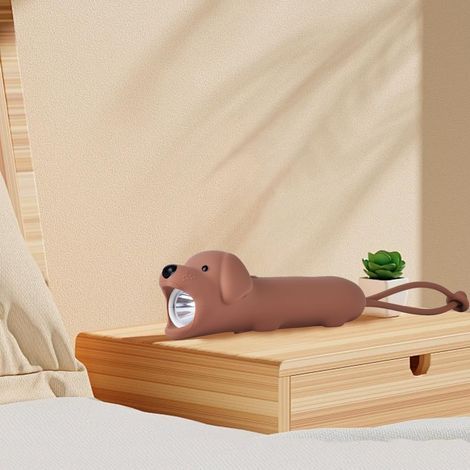 Rechargeable chiot LED lampe de poche, Chien mignon animal en forme de silicone lampe poche, Confortable Touch Long Press pour régler la luminosité éclairage extérieur Lumière créative. (1/4)