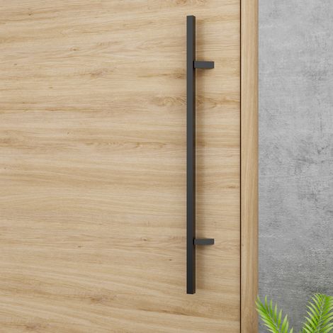Außentürbeschlag Haustürbeschlag Edelstahl Stoßgriff Schwarz 300mm Lochabstand